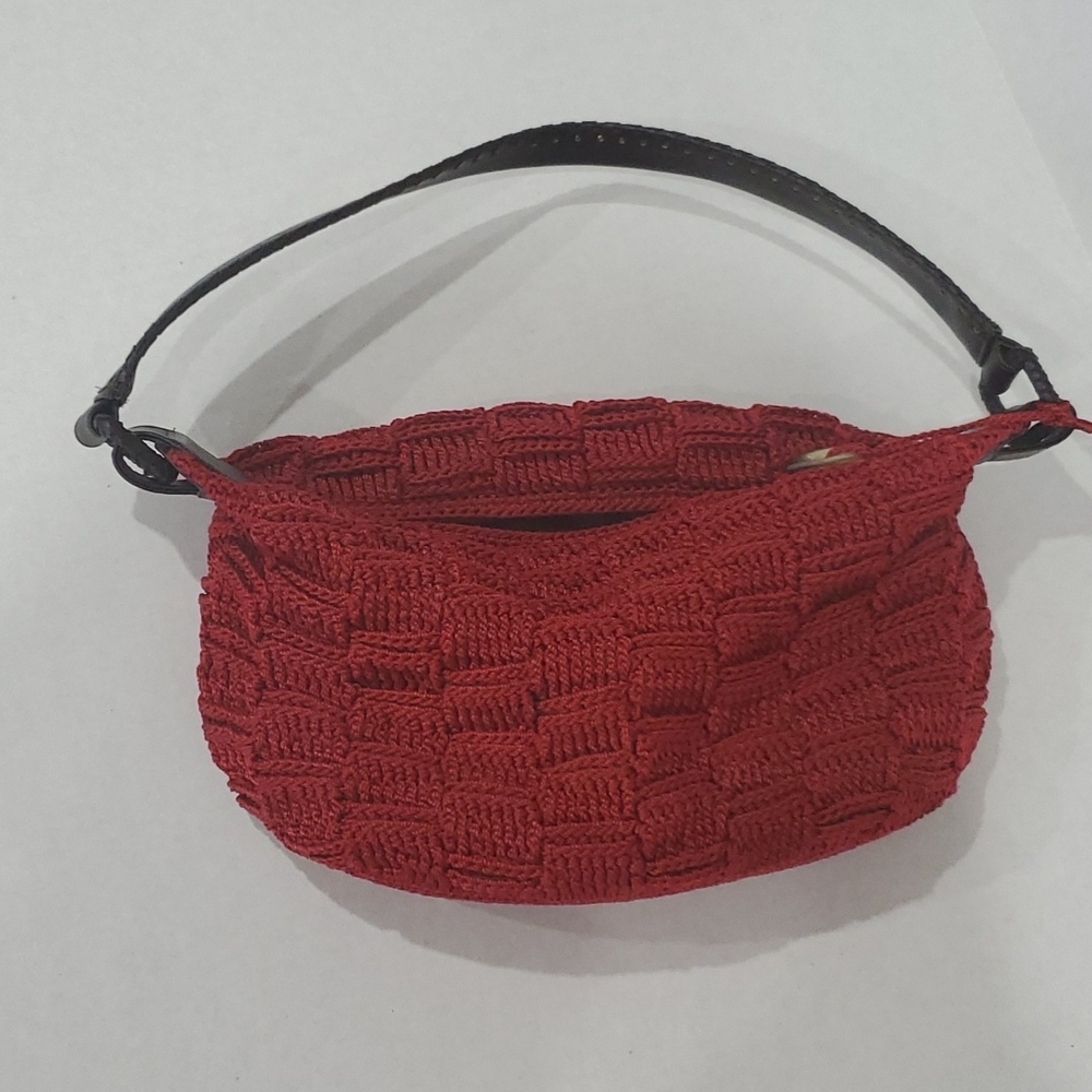 The Sak Crochet / Leather Zip Small Hobo Shoulder Beg